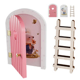 QIESIDM pink wooden fairy door mounted on wall invites imaginative bedtime play.