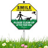 Qimshemi clean-up dog sign 10x10 in yellow boosts yard visibility and reminders.