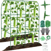 Qinzave cucumber trellis arch provides strong support for climbing plants in a raised bed