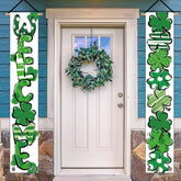 QIONG MENG St Patrick's Day banner welcomes guests with shamrock porch display.
