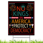 Qiyeyeye No Kings yard sign with metal stake for durable lawn display.