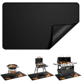 Qlazipse grill mat 48x30 on deck protects against heat and oil spills.