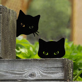 Qmetalart black cat decorations steel silhouette set enhances outdoor curb appeal.