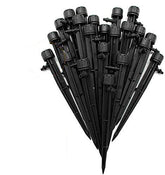 QMOEH adjustable irrigation dripper shown with 360-degree flow for even watering.