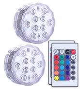 Qoolife submersible light in pool delivering color-changing ambience.