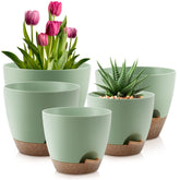 QRRICA 10-inch self-watering pot with drainage holes, ideal for indoor plants