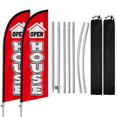 QSUM 2Pack Open House Flags 8ft flagpole kit enhances real estate advertising visibility.