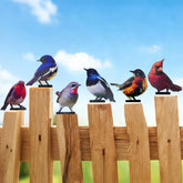 Qtaikong color painted bird sculpture 1 perched on a fence adding vibrant outdoor charm