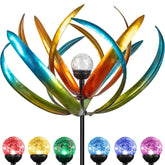 Qualdout large solar wind spinner assembly for quick ground setup in your yard.
