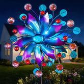 Qualdout Solar Wind Spinner with blue-purple gradient blades for vivid garden decor