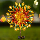 Qualdout solar wind spinner with sun-face LED lights for garden ambiance
