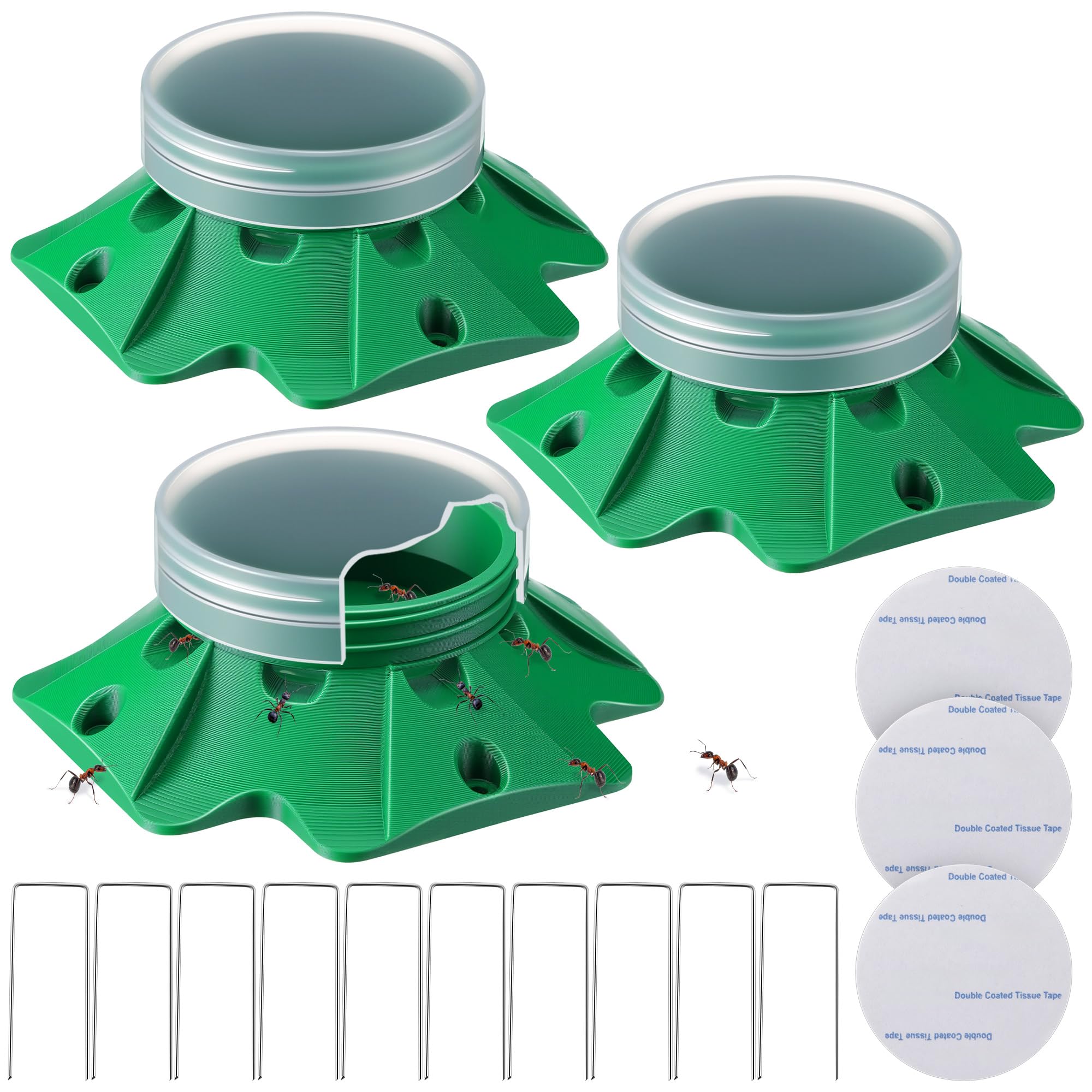 Qualirey 3-pack ant bait stations for indoor and outdoor use, targeting colonies from trails.