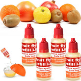 Qualirey fruit fly trap refill bottle front, safe indoor solution for kitchen use.