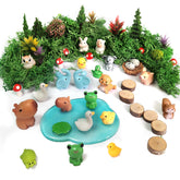 QuarenDen mini animal figures for fairy gardens with vibrant color