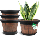 Quarut whiskey barrel 14-inch planter for outdoor spaces, sturdy and stylish.