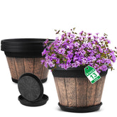 Quarut wine barrel planter with 13-inch top diameter for indoor or outdoor use.