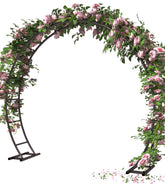 Queension metal arch backdrop stand with base and sandbags for stable outdoor setup.