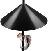 Queension Squirrel-Proof Baffle on a 19-inch pole protects bird feeders from intruders
