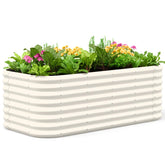 Quictent galvanized raised bed oval top view for organized vegetable gardening.