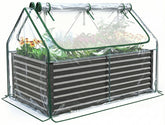 Quictent raised garden bed with cover, side view showing ample space for vegetables.