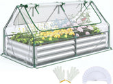 Quictent raised garden bed with greenhouse cover front view for all-season growing