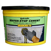 Quikrete Rapid Setting Water Stop Cement patches leaks on concrete surfaces (bucket view).