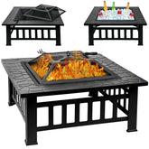 Quilushey 32-inch fire pit table wood-burning area for outdoor warmth