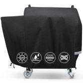 QuliMetal RT590 grill cover with a custom fit protects against weather.