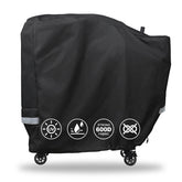 QuliMetal grill cover on Rectec RT-B380 grill protecting against rain and wind