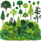 QUOZUO green mixed model trees collection for realistic diorama landscapes and railroads.