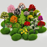 QUOZUO miniature trees with moss stones for realistic model landscapes