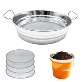 QUTIING Soil Sifter on a 5-gallon bucket provides stable, hands-free soil screening.
