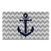 Qvapt navy blue nautical anchor door mat 17x30; durable waterproof surface for outdoors