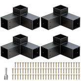 QZER 3-Way Pergola Brackets in black for sturdy outdoor corners.