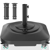 QZER umbrella base with five wheels for easy mobility and stability.