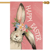 RABUSOFA Happy Easter Bunny House Flag front view for porch decor.
