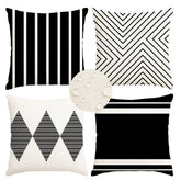 RABUSOFA outdoor pillow cover 18x18 front view for patio seating with stylish black beige design.