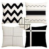 RABUSOFA outdoor pillow cover with black geometric pattern for 18x18 cushions, waterproof
