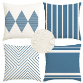 RABUSOFA outdoor pillows blue and white boho for patio decor.