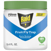 Raid Essentials fruit fly trap bottle front for compact indoor protection.