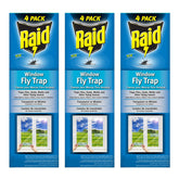 Raid Window Fly Trap packaging visible, ready to set up