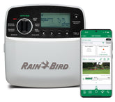 Rain Bird TRU8IW timer with WiFi bundle for remote irrigation control.