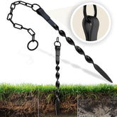 Rain Chains Direct ground anchor in aluminum with black powder coat for durable outdoor use