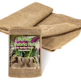 RAINFLOW Burlap Roll covering flower beds with rustic texture for soil protection.