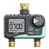 RAINPOINT 2 Zone timer with brass inlet for durable garden connections.