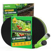 RAINPOINT flat soaker hose 75ft, front view, promotes even watering in the garden.