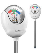 RainPoint soil moisture meter with a 10mm probe measuring soil moisture for precise watering.