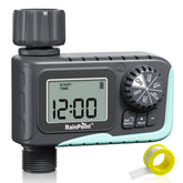 RAINPOINT sprinkler timer outdoor front view highlights durable, weatherproof construction.
