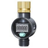 RAINPOINT water flow meter with brass inlet showing real-time flow for RV filling and garden use