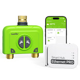 RainPoint WiFi timer shows brass inlet-outlet hardware for leak-resistant irrigation